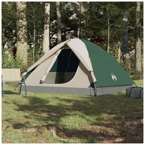 Tenda da Campeggio a Cupola per 3 Persone Verde Impermeabile - Foto 2