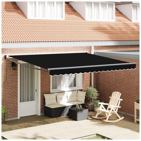 Tenda Retrattile Manuale  Nera 400x300 cm, Tessuto di Ricambio per Tenda  per Struttura 4x3 m Nera - Foto 2