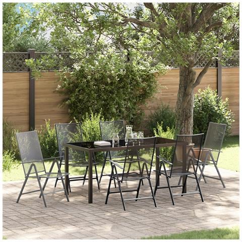 Set da pranzo da giardino 7 pezzi in acciaio antracite - Foto 2