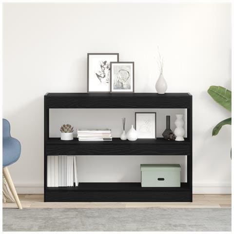 Libreria/Divisorio per Stanze  Nero Rovere 100x30x72 cm Legno ingegnerizzato - Foto 2