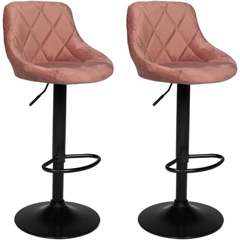 Set Di 2 Sgabelli Da Bar In Velluto Rosa Robin - Foto 1