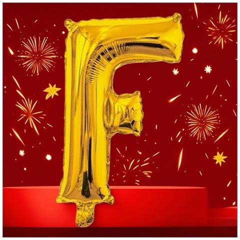 Palloncino Foil Lettera F Compleanno Anniversario Oro 40 Cm - Foto 2