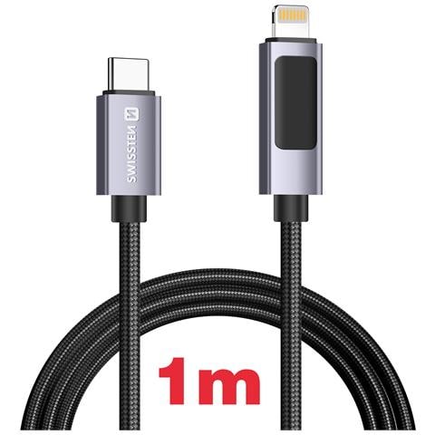 Cavo 3a Ricarica E Sincronizzazione Usb-c A Lightning 30w 1m Con Schermo Led, Nero - Foto 2