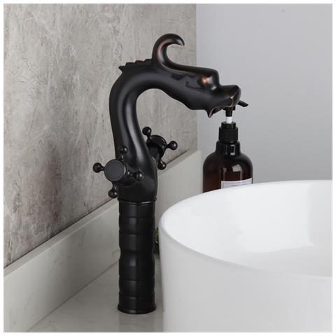 Rubinetto per lavabo da bagno, Blackswan, tipo M269 Dragon, modello nero con montaggio da appoggio, misura 34 cm - Foto 2