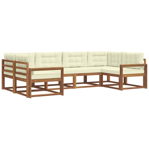 Set di divani da esterno con cuscino 6 pcs Naturale e Crema - Foto 1