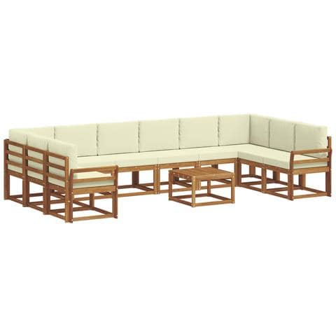 Set di divani da esterno con cuscino 11 pcs Naturale e Crema - Foto 1