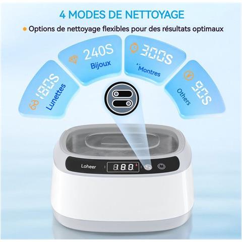 680 ml, dispositivo per la pulizia degli occhiali, 45000 Hz, pulitore ultrasonico, con timer digitale, dispositivo a ultrasuoni per occhiali, gioielli, binari, monete - Foto 2