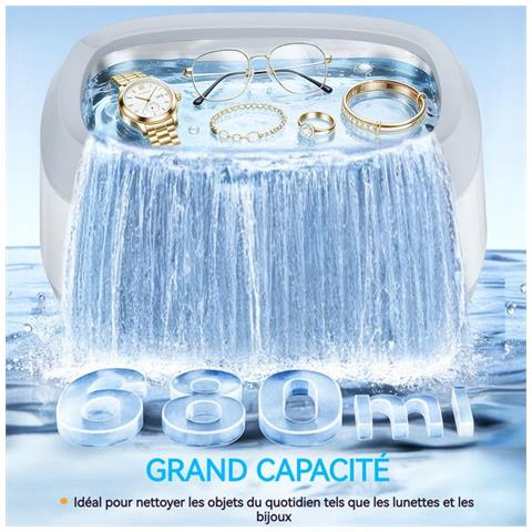 680 ml, dispositivo per la pulizia degli occhiali, 45000 Hz, pulitore ultrasonico, con timer digitale, dispositivo a ultrasuoni per occhiali, gioielli, binari, monete - Foto 4