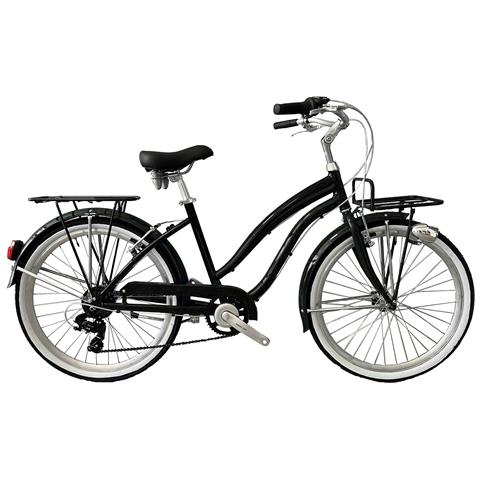 Bici Alluminio Da Donna Misura 26 City Bike Bicicletta Beach Cruiser Stile Americano Cambio 7v Completa Di Accessori Luci A Led - 46 Nero - Foto 1