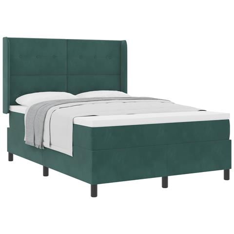 Letto a molle con materasso Verde Scuro 140 x 190 cm Velluto - Foto 1