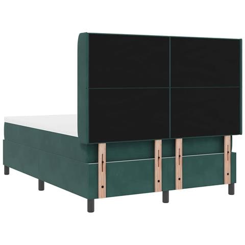 Letto a molle con materasso Verde Scuro 140 x 190 cm Velluto - Foto 9