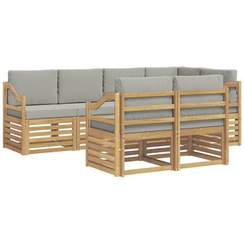 Set di divani da esterno 7 pcs Bianco e Grigio Chiaro - Foto 1