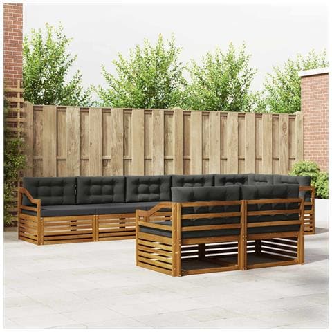 Set di divani da esterno con cuscino 8 pcs Naturale e Antracite - Foto 2
