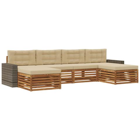 Set divani con cuscino 6 pcs Legno di Acacia Massello - Foto 1