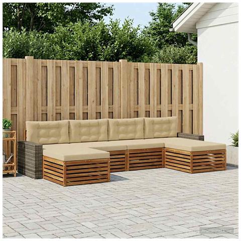 Set divani con cuscino 6 pcs Legno di Acacia Massello - Foto 2