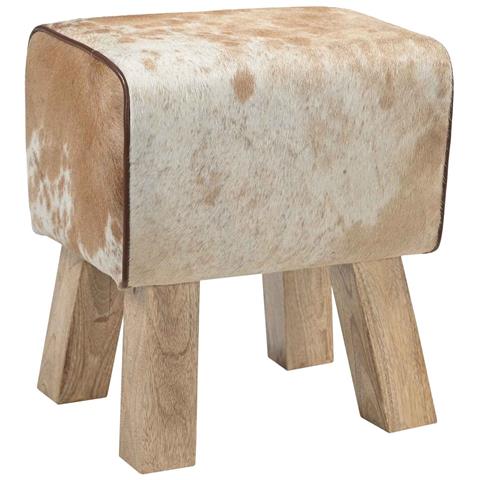 panchina 40 x 30 x 45 cm Pelle Vera Marrone e bianco - Foto 1