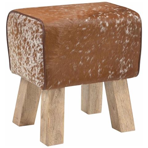 panchina 40 x 30 x 45 cm Pelle Vera Marrone e bianco - Foto 2