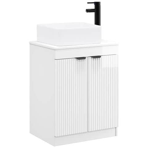 Set di mobili per il bagno Bianco Lucido Legno ingegnerizzato - Foto 1