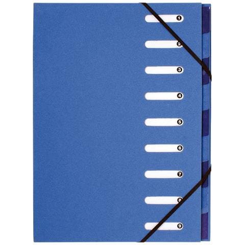 Cartella di classificazione Forever 52982E - A4 - 240 mm Larghezza x 320 mm Lunghezza Dimensione Foglio - 9 Separatori - Pressboard - Blu chiaro - Foto 1