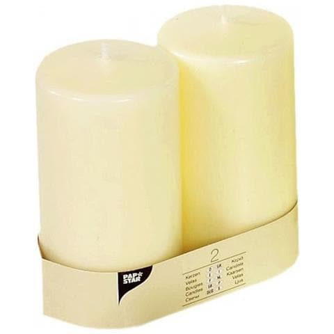 Set di 2 Candele Cilindriche Colore Avorio - Foto 2