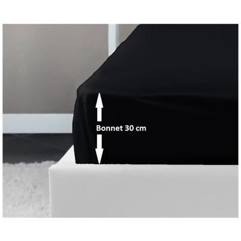 Coprimaterasso 100% Cotone 140 x 190 x 30 cm Nero - Foto 2