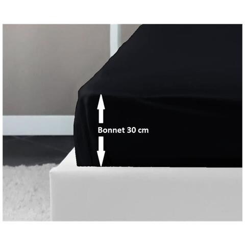 Coprimaterasso 100% Cotone 140 x 190 x 30 cm Nero - Foto 3