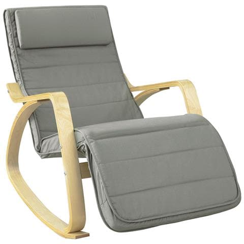 Sedia A Dondolo Poltrona Relax Reclinabile Chaise Longue Grigio Fst16-dg - Foto 2