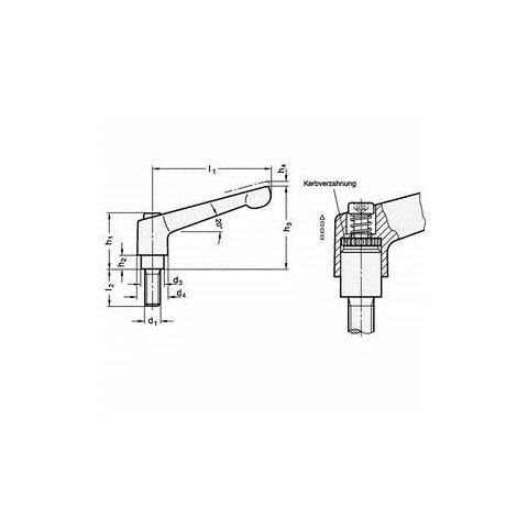 Leva Di Bloccaggio Regolabile Con Filettatura Femmina - gn 300, Jack In Acciaio Brunito, Manico Di Zinco Pressofuso Nero, Rivestito In Plastica, Nero, Gn 300-45-m6-sw - Foto 2
