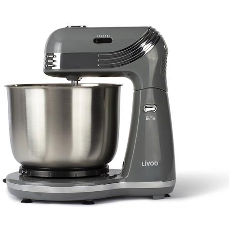 Dop137g - Robot Pasticceria Multifunzione - Ciotola In Acciaio Inox 3l - 6 Velocità - Frusta E Gancio In Metallo - Grigio - Foto 2