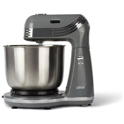 Dop137g - Robot Pasticceria Multifunzione - Ciotola In Acciaio Inox 3l - 6 Velocità - Frusta E Gancio In Metallo - Grigio - Foto 1