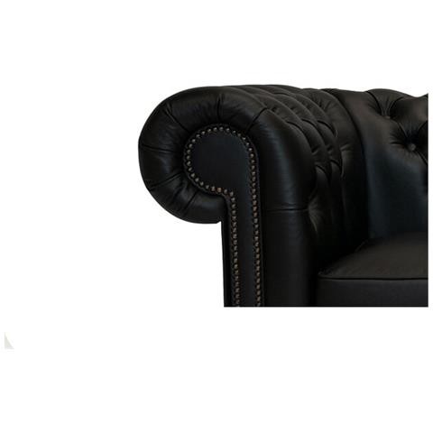 Poltrona Chesterfield First Class Pelle | Nero Opaco | 12 Anni Di Garanzia - Foto 2