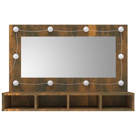 Mobile A Specchio Con Led Rovere Fumo 90x31,5x62 Cm - Foto 2