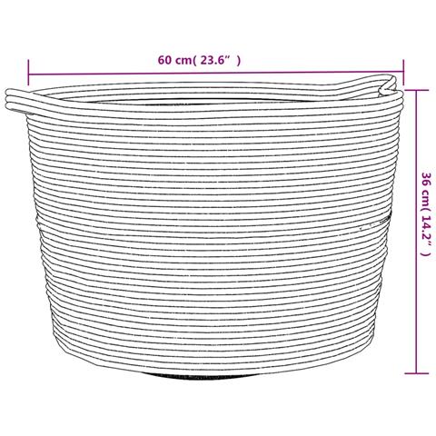 Cesto Per Biancheria Grigio E Bianco 60x36 Cm In Cotone - Foto 8