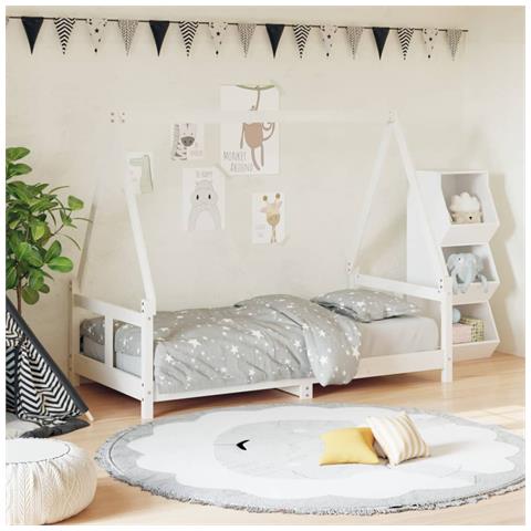 Giroletto per Bambini Bianco 80x160cm in Legno Massello di Pino - Foto 1
