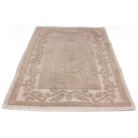 Tappeto Casa Bagno Cucina Cotone Tinta Unita Disegno Annette Colore Tortora 120x180 Tortora - Foto 1