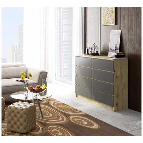 Cassettiera K140, 8 cassetti, 138x40x99 cm, Colore Quarcia Artisan e Grigia Grafite - Foto 4
