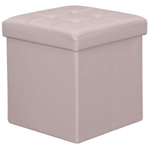 Pouf Contenitore Cubo Baule Quadrato 38x38 Cm Rivestito In Ecopelle - Pink - Foto 1
