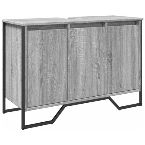 Mobile Lavabo Bagno Grigio Sonoma 91x35x60 Cm In Truciolato - Foto 2