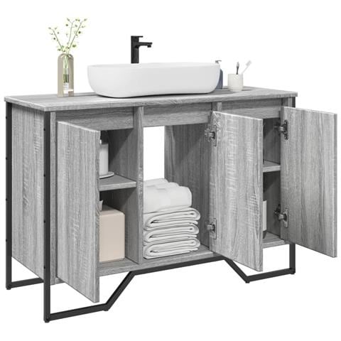 Mobile Lavabo Bagno Grigio Sonoma 91x35x60 Cm In Truciolato - Foto 1