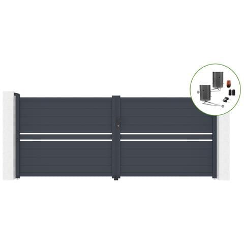 Cancello Battente 4m Cimone Alt. 160cm Alluminio + Motorizzazione Bunker B500 - Foto 1