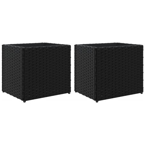 Fioriere Da Giardino 2 Pz Nere 36x30x32 Cm In Polyrattan - Foto 2