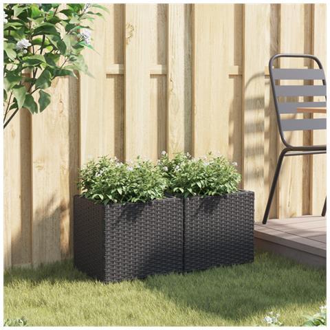 Fioriere Da Giardino 2 Pz Nere 36x30x32 Cm In Polyrattan - Foto 3