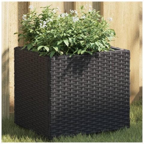 Fioriere Da Giardino 2 Pz Nere 36x30x32 Cm In Polyrattan - Foto 1