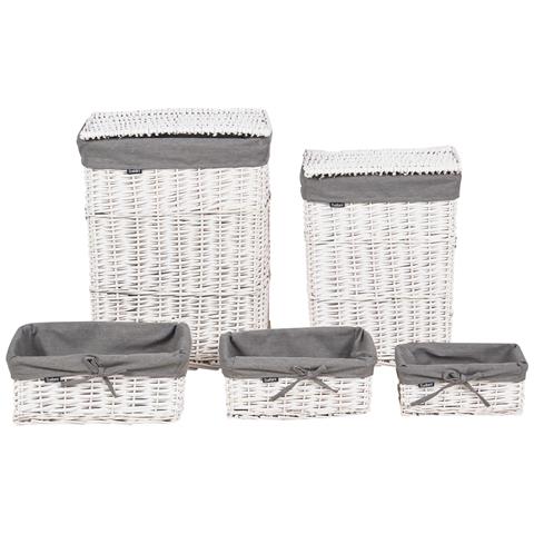 Set Di 5 Cestini Ella Legno Di Salice Bianco 50/86 L - Foto 2