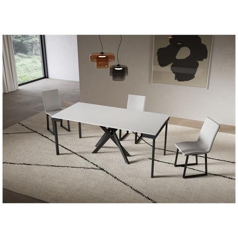 Consolle Allungabile 90x40/300 Cm Saki Evolution Bianco Frassino Telaio Antracite - Foto 2