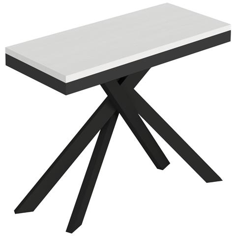 Consolle Allungabile 90x40/300 Cm Saki Evolution Bianco Frassino Telaio Antracite - Foto 1
