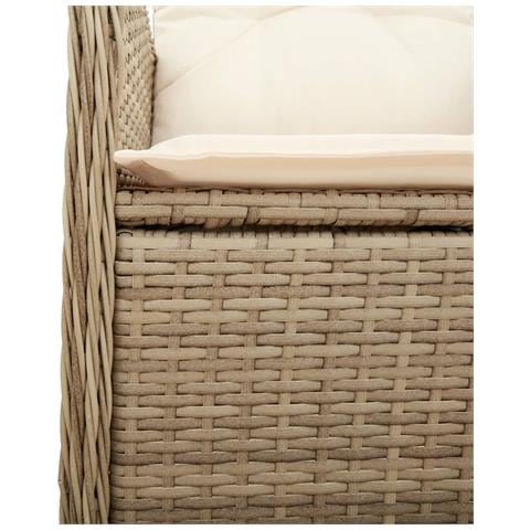 Sedie da Giardino Reclinabili 2pz con Tavolino Polyrattan Beige - Foto 2