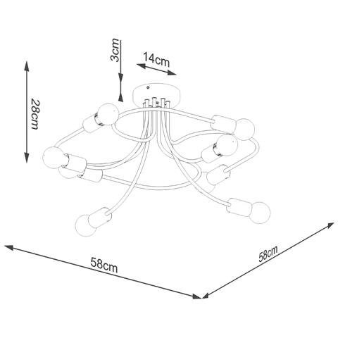Lampadario Levar 8 Nero Sl. 1457 - Industriale Lampadari Nero 28x58x58 Cm - Foto 2