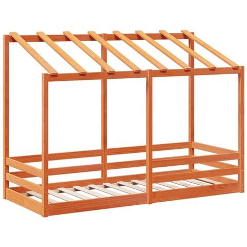 Letto Bambini con Tetto Marrone Cera 75x190 cm Massello Pino - Foto 2