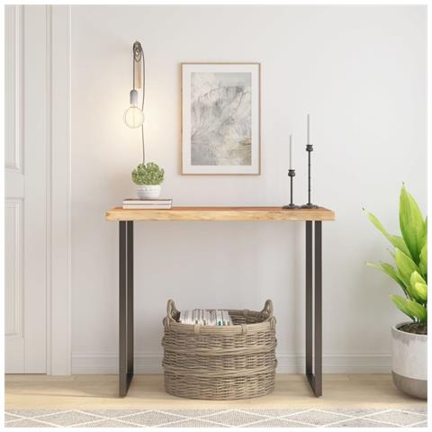 Piano Tavolo 100x40x3,8 Cm Rettangolare Legno Acacia Bordi Vivi - Foto 1